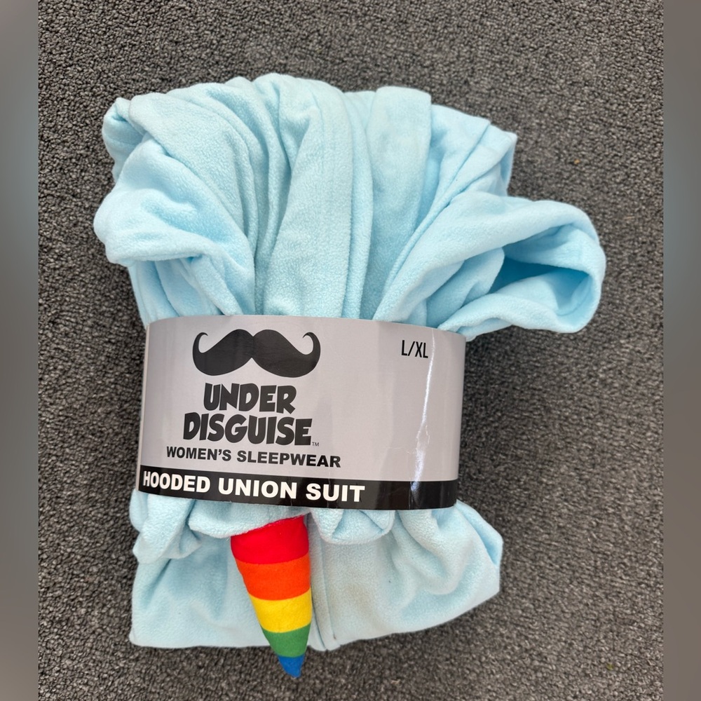 Disguise Light Blue Hooded Union Suit with Rainbow Horn